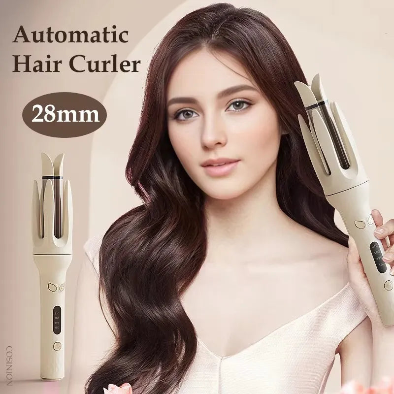 Automatic Hair Curler: 28mm Ceramic Rotating Anti-Tangle Wave Styler